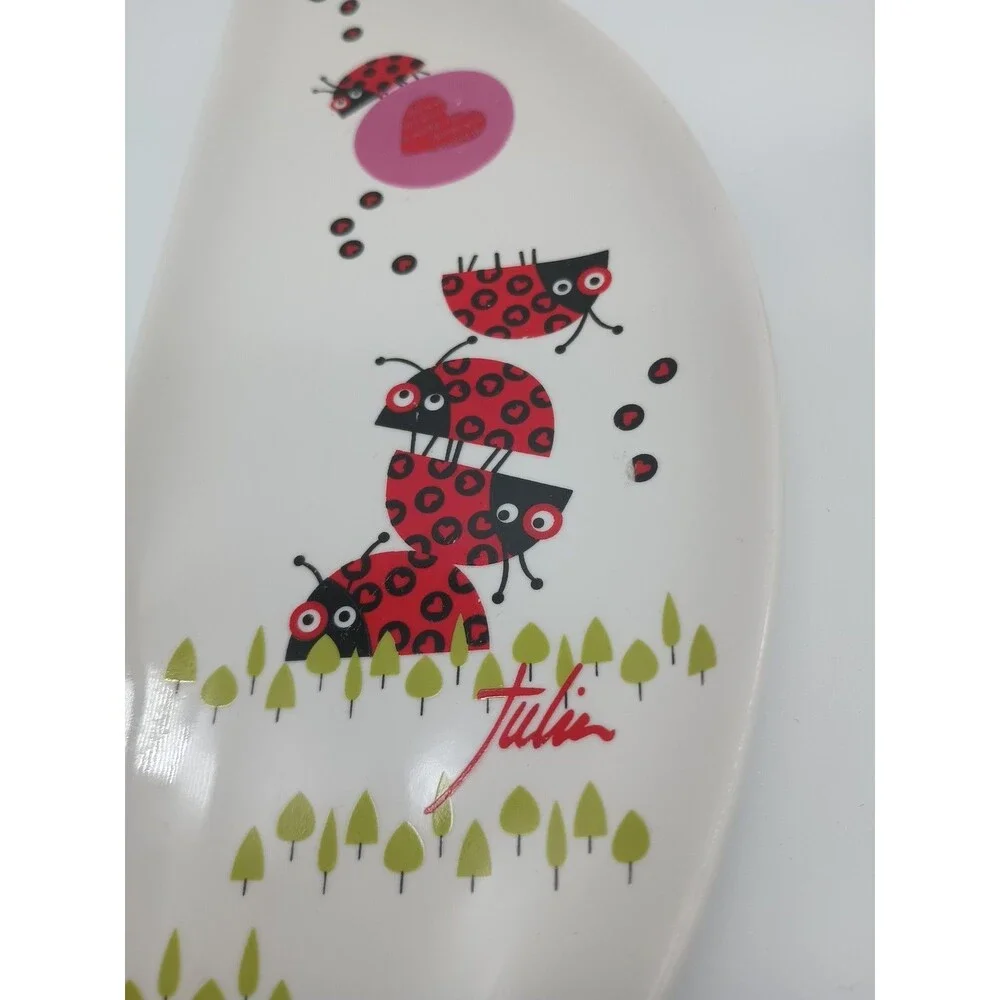 Julien Chung Half Moon Dish Ladybug Love Lovely Trees Hearts